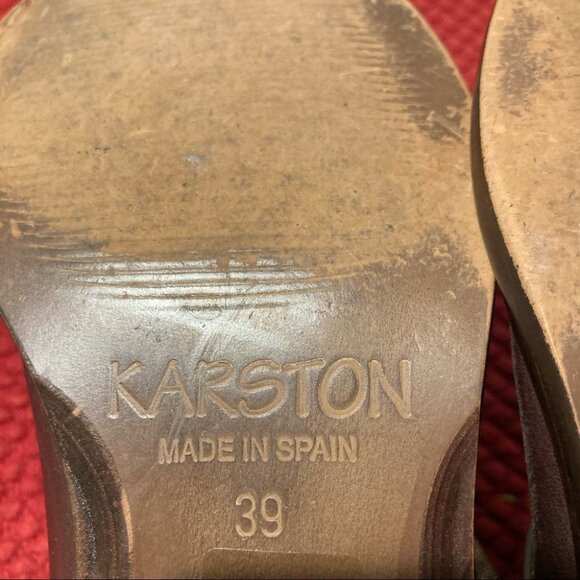 KARSTON Sz 39 Golden Fabric Folded  Top w/ Embellishment Band Almond Toe Booties - Picture 12 of 12